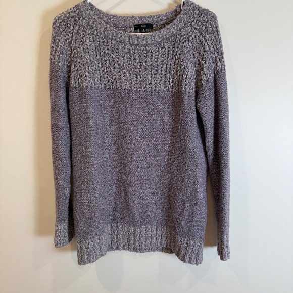 Fate Sweaters - Fate Womens Small Sweater Knit Gray Purple Long Sleeve Pullover- Anthropologie